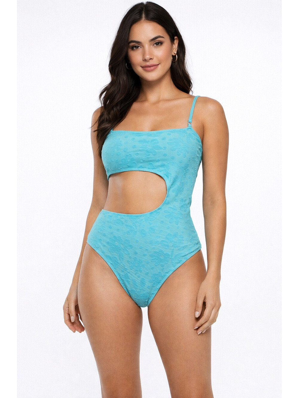 Aerie XXL One Piece Swimsuit Turquoise Cutout Floral Textured Swim – Hygienic